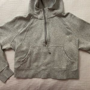 Light gray scuba quarter zip with hood from Lululemon